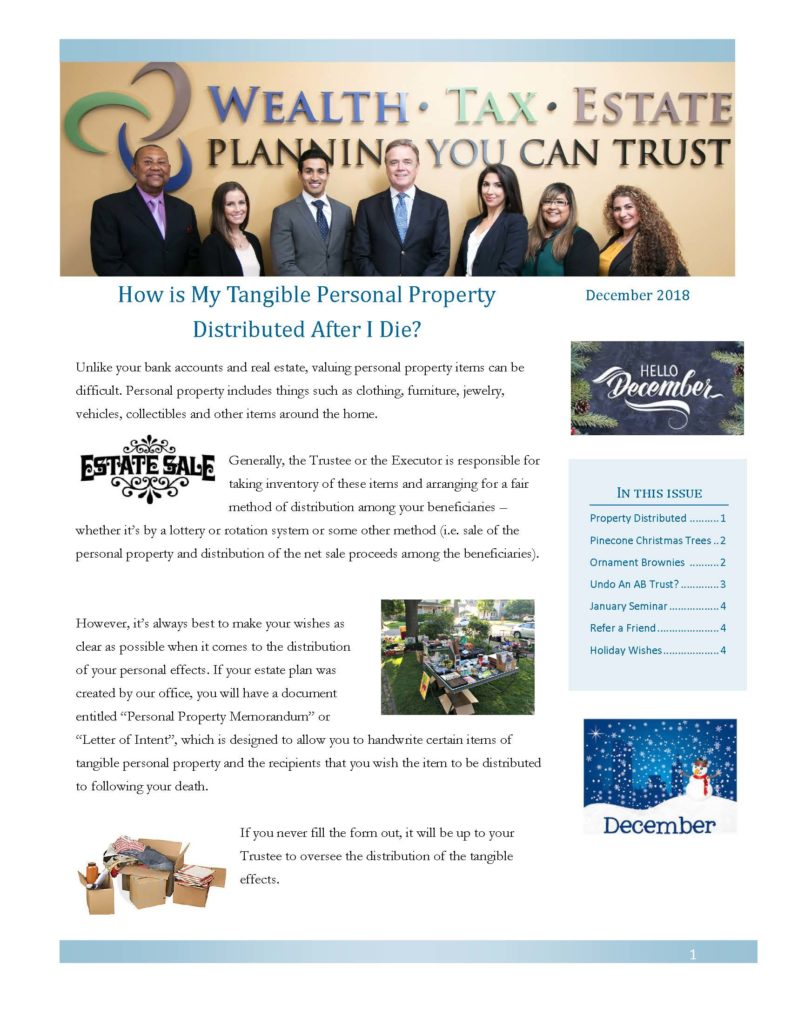 December 2018 Newsletter