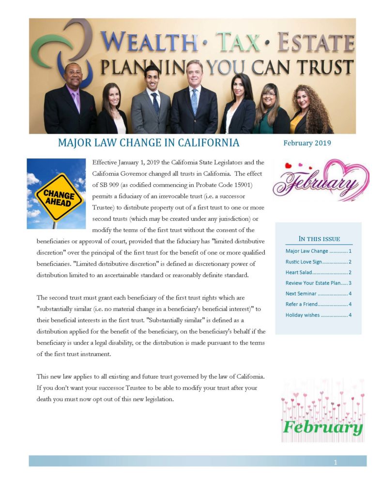 February 2019 Newsletter