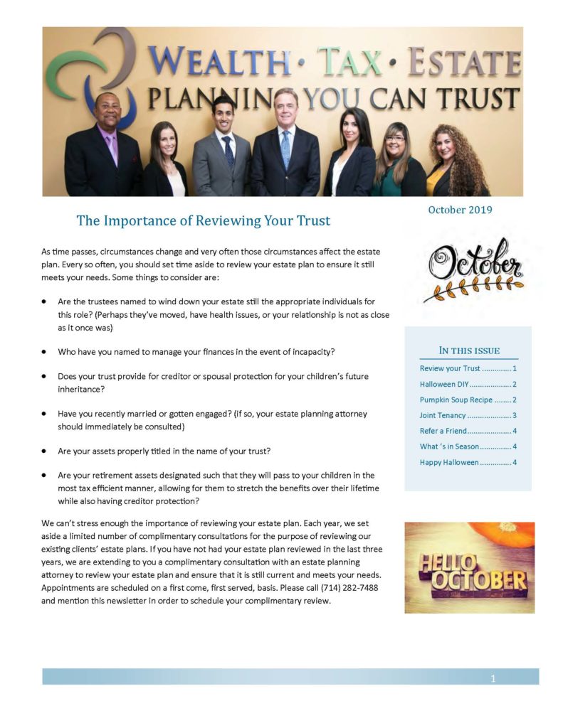 October 2019 Newsletter