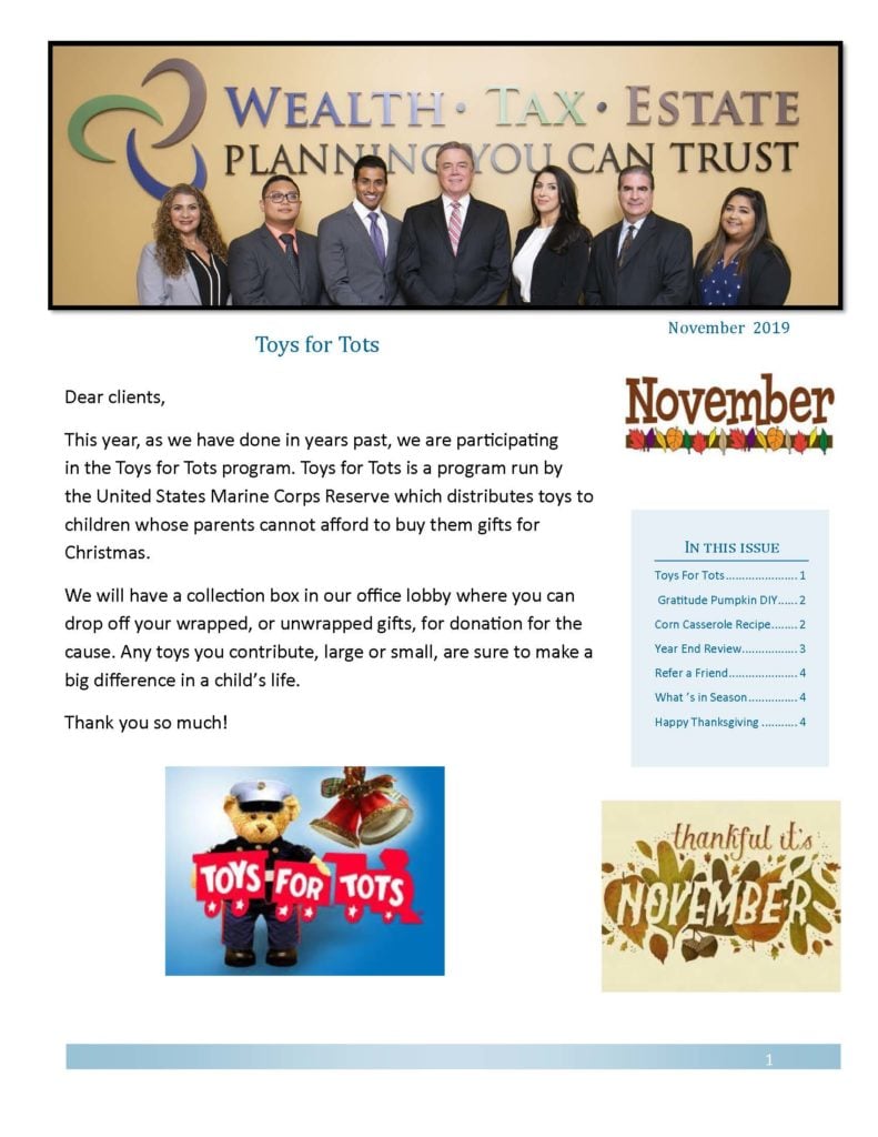 November 2019 Newsletter