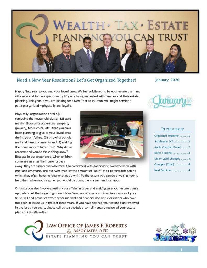 January 2020 Newsletter