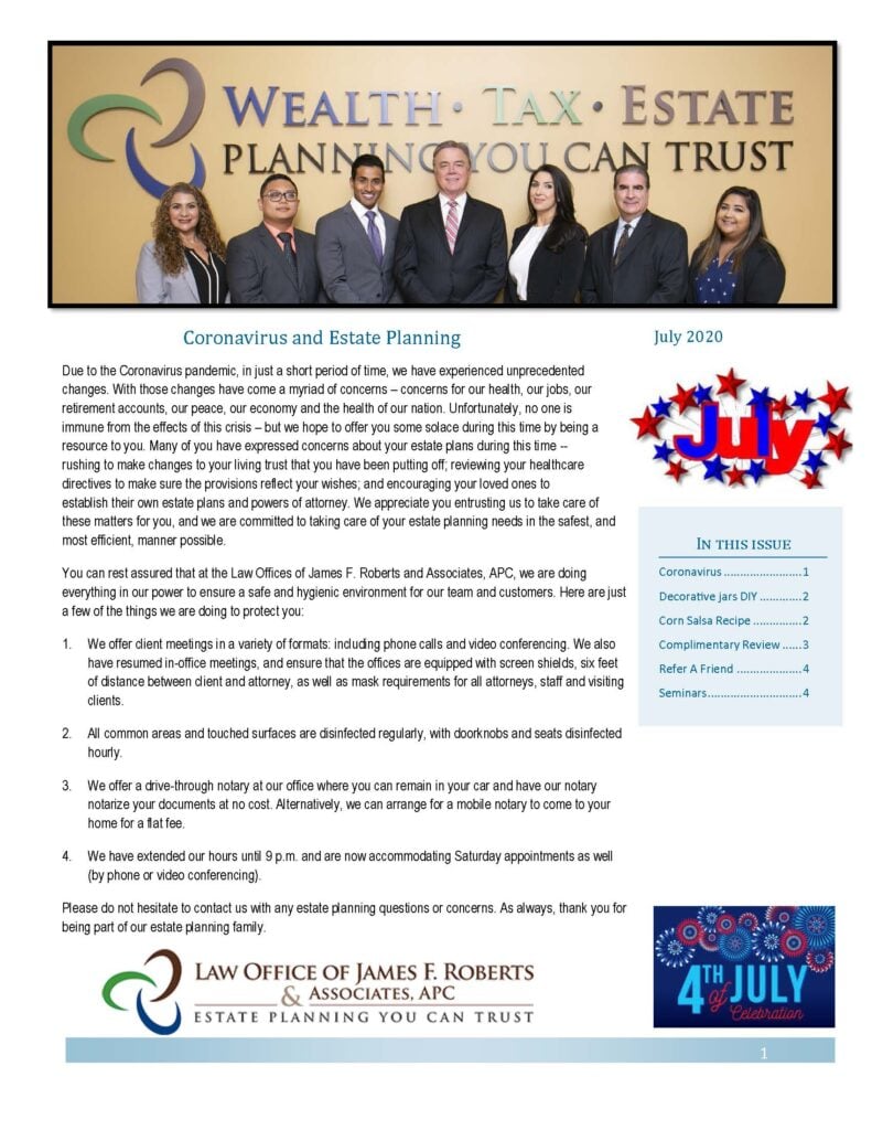 July 2020 Newsletter