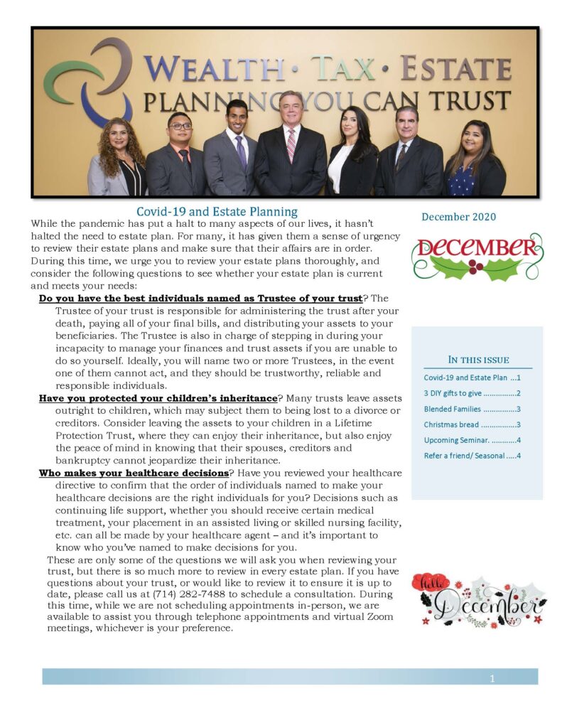 December 2020 Newsletter